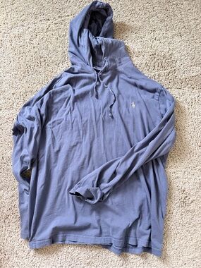 Polo by Ralph Lauren Hooded Long Sleeve Tee in Slate Blue